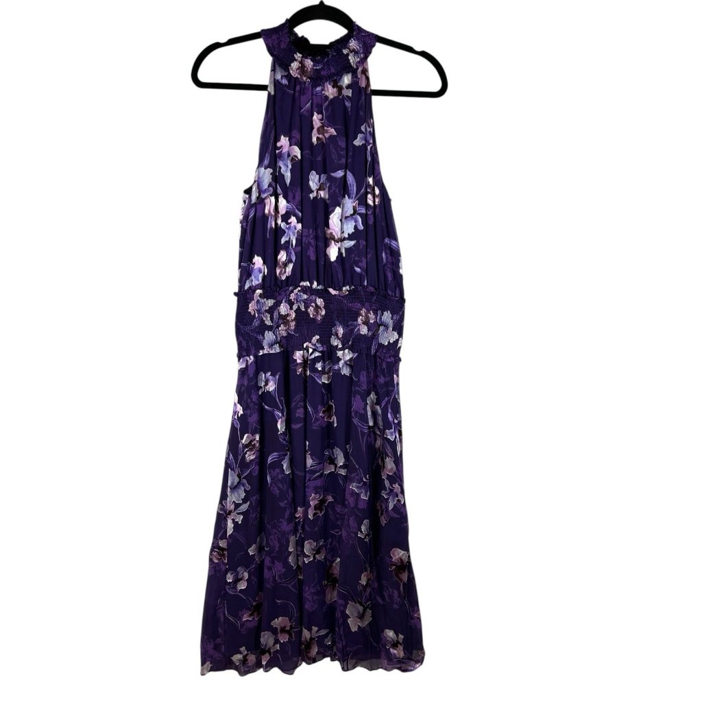 Nwt White House Black Market Iris Bouquet Floral Burnout Smock-Neck Midi Dress 6